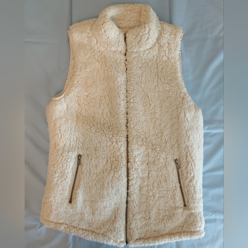 Cream Sherpa Zip Vest